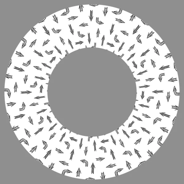 Λευκό Στρογγυλό Πλαίσιο Μαύρα Βέλη Γραμμή Γκρι Φόντο Σημάδι Doodle — Διανυσματικό Αρχείο