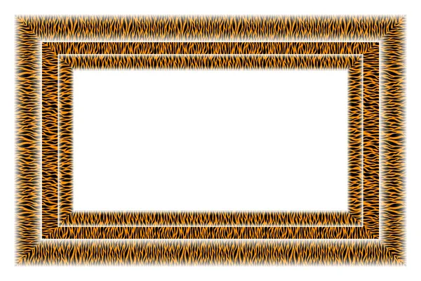 Черный Оранжевый Квадратные Рамки Декоративная Граница Животным Орнаментом Тигровая Кожа — стоковый вектор
