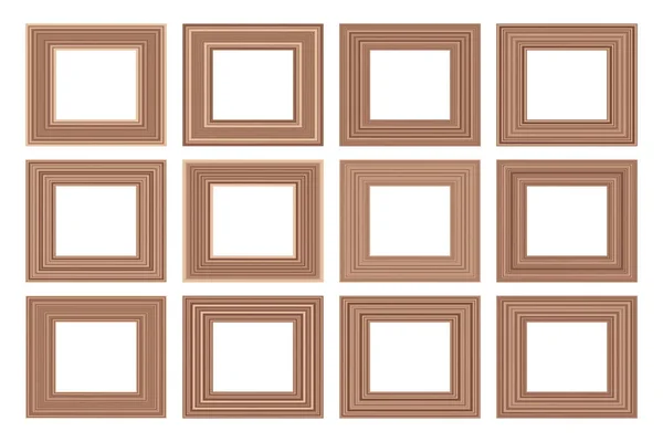 Big Set Squared Vintage Wooden Frame Your Design Vintage Cover — Stock Vector