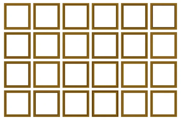 一套大的正方形老式木制框架为您的设计 复古盖 文字的位置 古老的金黄色美丽的长方形框架 模板矢量说明 — 图库矢量图片