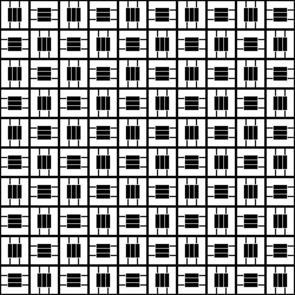 摘要用于网页 纺织品的几何黑白无缝图案 单色图形重复设计 现代简约风格正方形装饰品 — 图库矢量图片