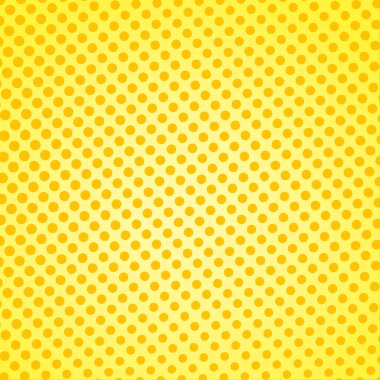 Pop Art Colory çizgi roman kapağı. Puantiyeli sarı arka plan. Çizgi filmlerdeki komik retro modeller gibi. Vektör yarım ton çizimi. 90 'lar tarzı. Poster, kart, el ilanı için şablon tasarımı.