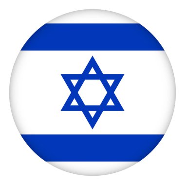İsrail bayrağı yuvarlak ikon, rozet ya da düğme. İsrail ulusal sembolü. Şablon tasarımı, vektör illüstrasyonu. 