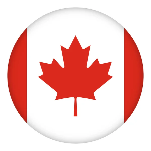 Флаг Канады Круглый Значок Значок Кнопка Канадский Национальный Символ Дизайн — стоковый вектор