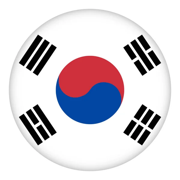 Flagga Korea Rund Ikon Bricka Eller Knapp Koreansk Nationalsymbol Mall — Stock vektor