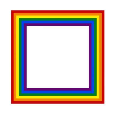 Bayrak LGBT simgesi, kare kare kare. Şablon tasarımı, vektör çizimi. Aşk kazanır. Gökkuşağı renklerinde LGBT logo sembolü. Gay gurur koleksiyonu.