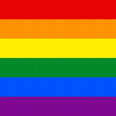 Bayrak LGBT kare simgesi, rozet veya düğme. Şablon tasarımı, vektör çizimi. Aşk kazanır. Gökkuşağı renklerinde LGBT logo sembolü. Gay gururu tekstil geçmişi. 