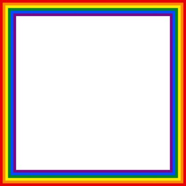 Bayrak LGBT simgesi, kare kare kare. Şablon tasarımı, vektör çizimi. Aşk kazanır. Gökkuşağı renklerinde LGBT logo sembolü. Gay gurur koleksiyonu.