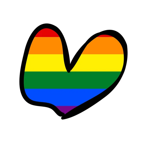 愛はアイコンを獲得する 虹の旗の色でLgbtのロゴシンボル 白地に描かれた手描きのハート テンプレートデザイン ベクターイラスト ゲイのプライドパターン かわいい休日のバナー — ストックベクタ