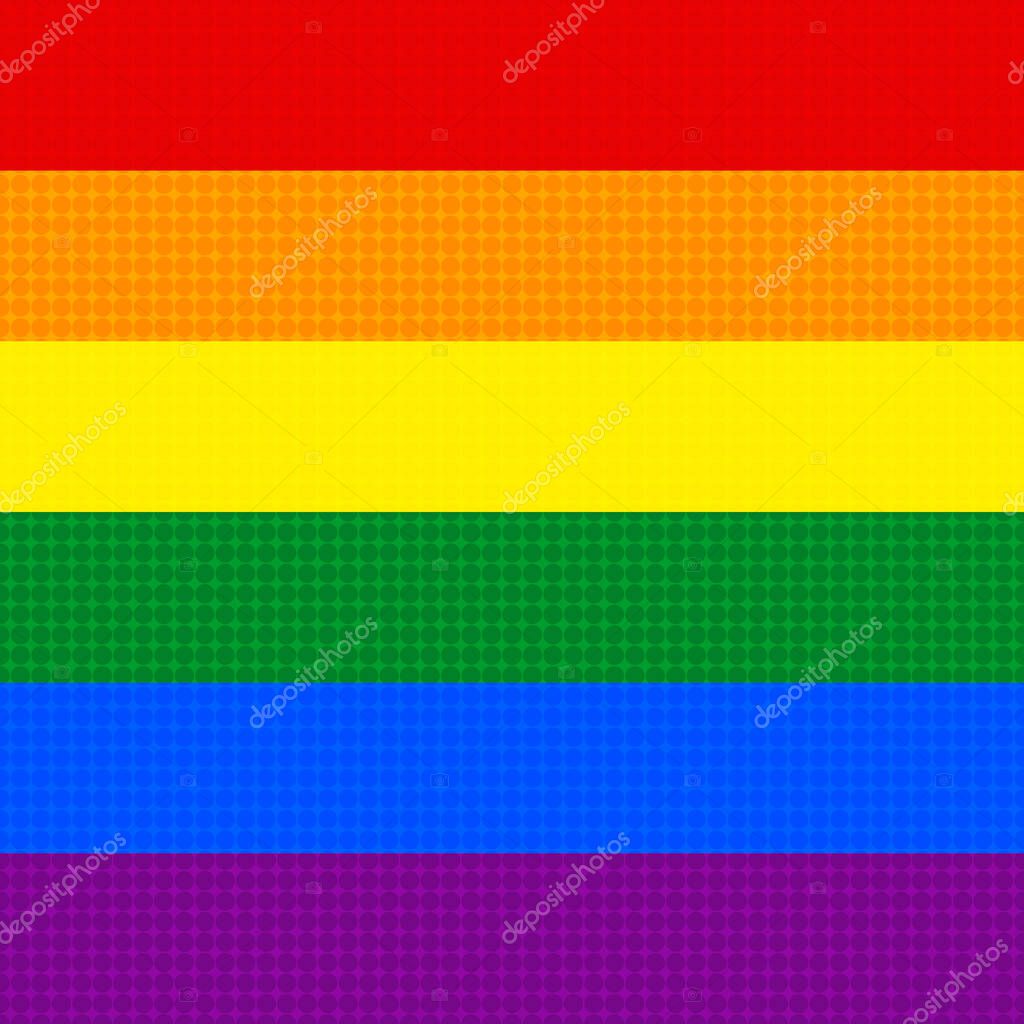 Flag LGBT squared icon, badge or button. Template design, vector illustration. Love wins. LGBT logo symbol in rainbow colors. Gay pride textile background.