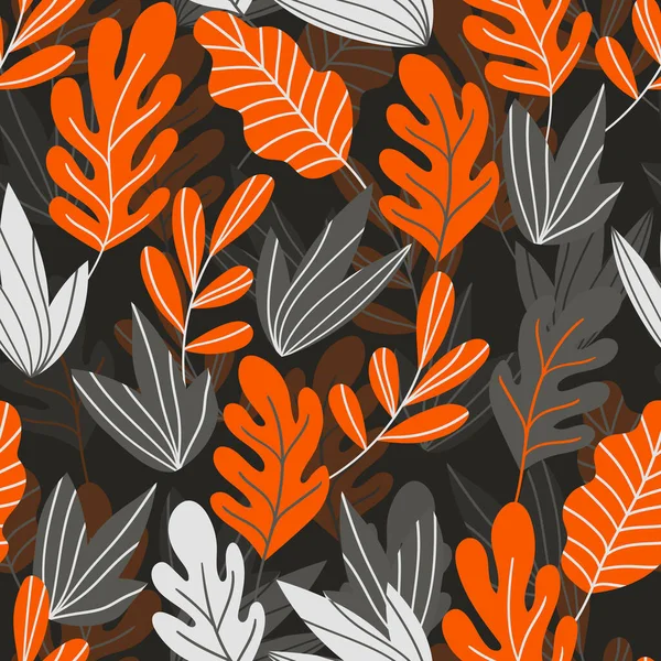 Motif Floral Sans Couture Avec Des Feuilles Exotiques Colorées Sur — Image vectorielle