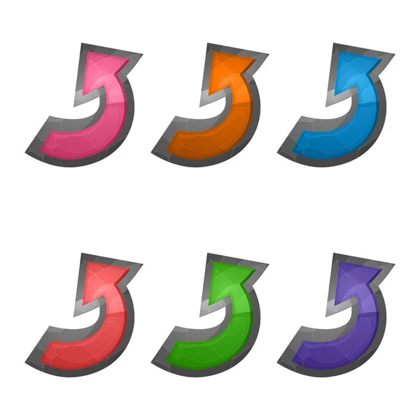 배경에 독립적 게이밍 컴퓨터 디자인 상징과 아이콘들 컬렉션 색깔의 화살표 — 스톡 벡터