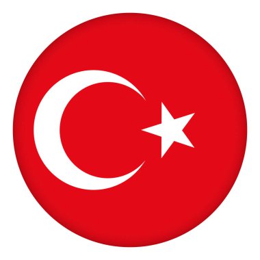 Hindi bayrağı yuvarlak simge, rozet ya da düğme. Türk ulusal sembolü. Şablon tasarımı, vektör illüstrasyonu. 