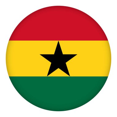 Gana bayrağı yuvarlak simge, rozet ya da düğme. Ganaian ulusal sembolü. Şablon tasarımı, vektör illüstrasyonu.