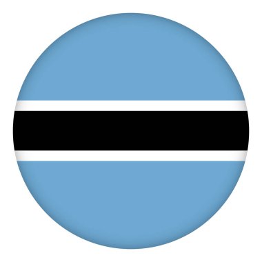 Botswana bayrağı yuvarlak simge, rozet ya da düğme. Ulusal sembol. Şablon tasarımı, vektör illüstrasyonu.