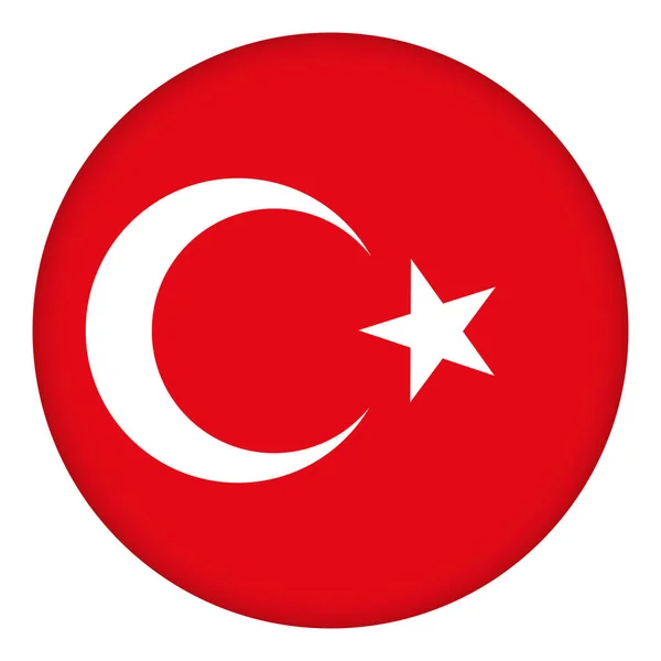 Bendera Kalkun Ikon Bulat Lencana Atau Tombol Simbol Nasional Turki - Stok Vektor