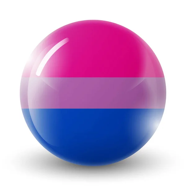Bola Ligera Cristal Con Bandera Bisexual Esfera Redonda Icono Plantilla — Vector de stock