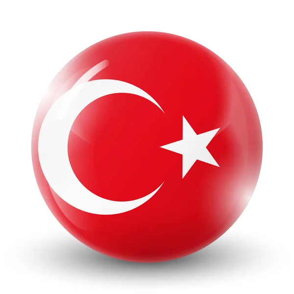 Sfera Vetro Con Bandiera Della Turchia Sfera Rotonda Icona Del — Vettoriale Stock