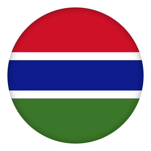 Bandera Gambia Icono Redondo Insignia Botón Símbolo Nacional Gambiano Diseño — Vector de stock