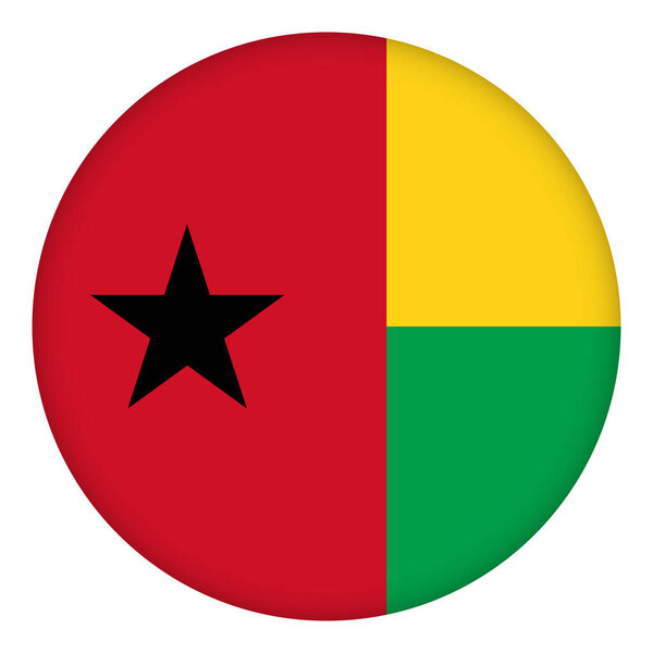 Flag of Guinea-Bissau round icon, badge or button. National symbol. Template design, vector illustration.