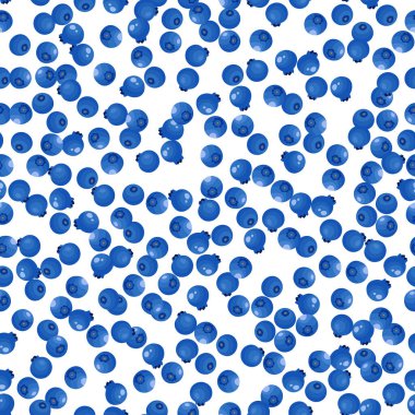 Beyaz arka planda yaban mersinli, pürüzsüz desen. Doğal taze olgun yaban mersini. Arkaplan, ambalaj, tekstil, kumaş ve çeşitli diğer tasarımlar için vektör illüstrasyonu.