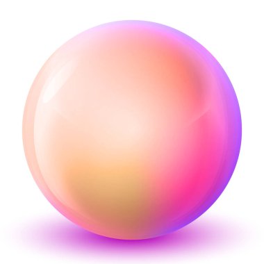 Cam pembe ve bej top veya değerli inci. Parlak gerçekçi top, beyaz arkaplanda işaretlenmiş üç boyutlu soyut vektör çizimi. Gölgeli büyük metal baloncuk.