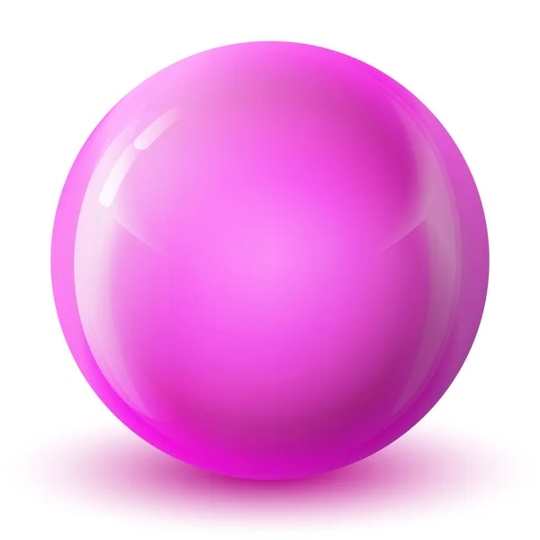 Bola Rosa Cristal Perla Preciosa Bola Realista Brillante Ilustración Vectorial — Vector de stock