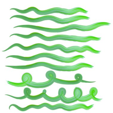 Beyaz arka planda suluboya yeşil leke. Web, şablon, poster, kart, dekorasyon, ambalaj kağıdı için vektör çizimi. Rengarenk renkler soyut desen. Desenli dalgalar.