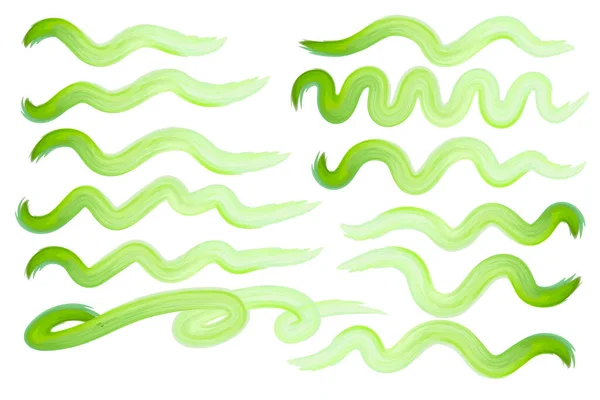 白い背景に水彩グリーンのスミア Web テンプレート ポスター カード 包装紙のためのベクトルイラスト コントラストカラフルな色抽象的なパターン 波状の織物 — ストックベクタ