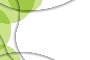 Renkli kağıt kesiği şekilli soyut bir arkaplan. Poster, pankart, kart için tasarım. Beyaz ve yeşil soyut yuvarlak çizimler. Parlak renklerin ince bir karışımı ile üç boyutlu kağıt resimler. Boşluğu kopyala.