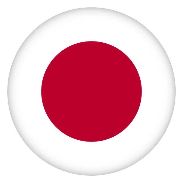 Flagga Japan Rund Ikon Bricka Eller Knapp Japansk Nationalsymbol Mall — Stock vektor