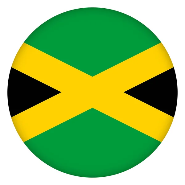 Bandera Jamaica Icono Redondo Insignia Botón Símbolo Nacional Jamaicano Diseño — Archivo Imágenes Vectoriales