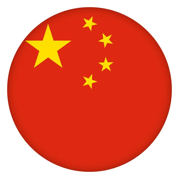 Bandeira China Ícone Redondo Crachá Botão Símbolo Nacional Chinês Desenho — Vetor de Stock