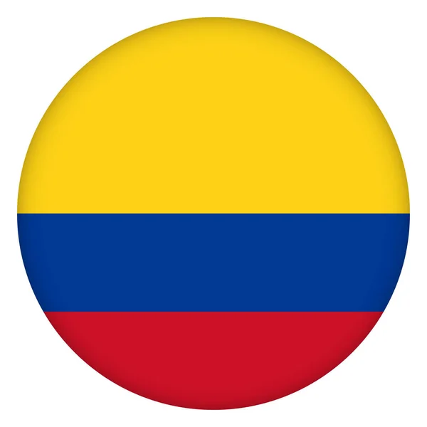 Vlag Van Colombia Ronde Pictogram Badge Knop Colombiaanse Nationale Symbool — Stockvector