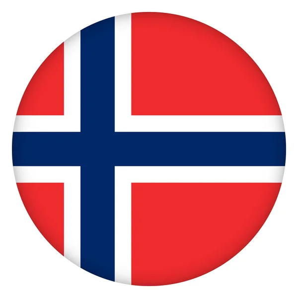 Zászló Norvégia Kerek Ikon Jelvény Vagy Gomb Norvég Nemzeti Szimbólum — Stock Vector