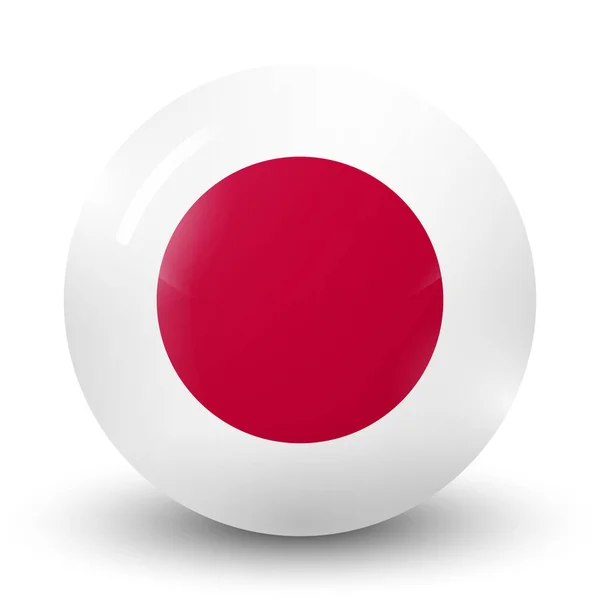 Glasboll Med Japans Flagga Rund Sfär Mallikon Japansk Nationalsymbol Glänsande — Stock vektor