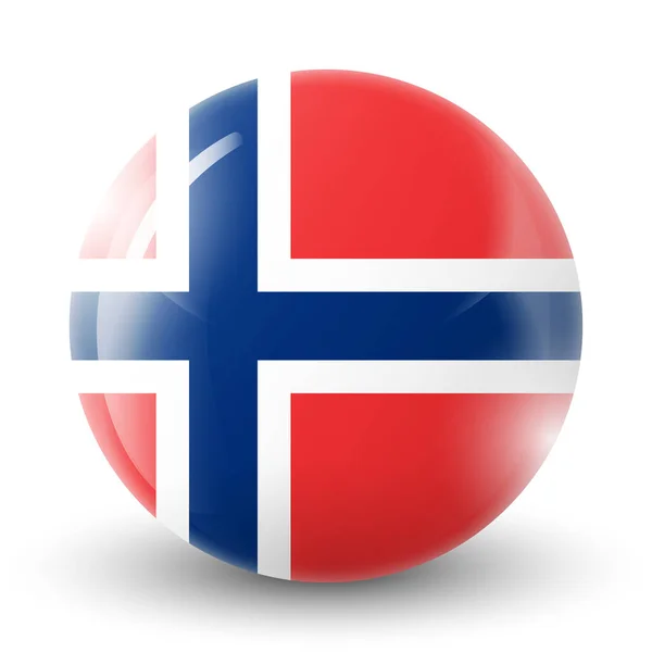 Glasboll Med Norges Flagga Rund Sfär Mallikon Norsk Nationalsymbol Glänsande — Stock vektor