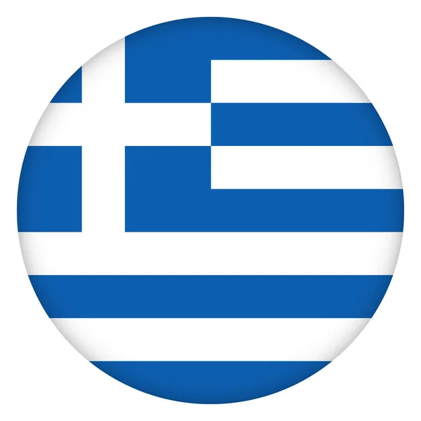 Yunanistan Bayrağı Yuvarlak Simge Rozet Veya Düğme Yunan Ulusal Sembolü — Stok Vektör
