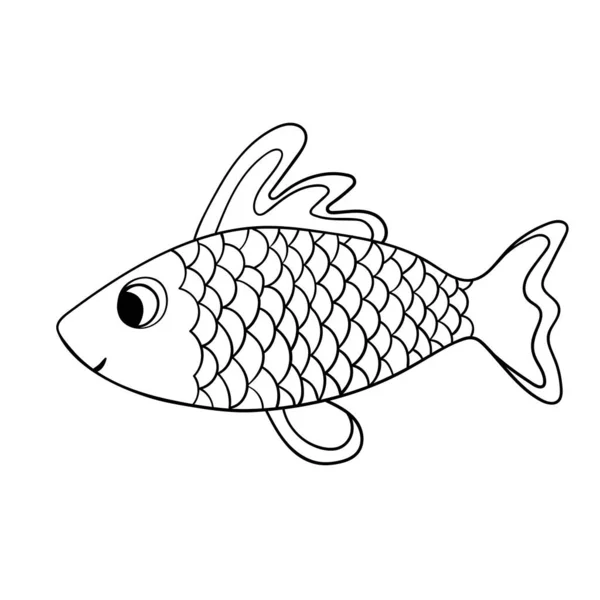Cartoon Niedliche Fische Handzeichnung Umreißt Ausmalbilder Isolierte Gegenstände Geeignet Zum — Stockvektor