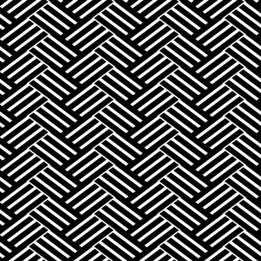 Web sayfası, dokular, kart, poster, kumaş ve tekstil için soyut siyah beyaz desen. Monokrom grafik yinelenen tasarım. Modern minimalist stil kare süslemesi.
