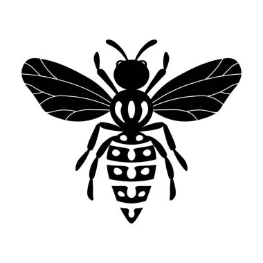 Çizgi film sevimli arı maskotu. Arı uçar. Küçük eşekarısı. Siyah logo unsuru ana hatları. Vektör böcek simgesi. Davetiyeler, kartlar, duvar kağıtları, anaokulu için şablon tasarımı. Doodle tarzı. 