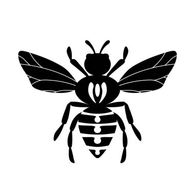 Çizgi film sevimli arı maskotu. Arı uçar. Küçük eşekarısı. Siyah logo unsuru ana hatları. Vektör böcek simgesi. Davetiyeler, kartlar, duvar kağıtları, anaokulu için şablon tasarımı. Doodle tarzı. 