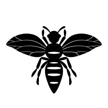 Çizgi film sevimli arı maskotu. Arı uçar. Küçük eşekarısı. Siyah logo unsuru ana hatları. Vektör böcek simgesi. Davetiyeler, kartlar, duvar kağıtları, anaokulu için şablon tasarımı. Doodle tarzı. 