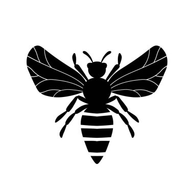 Çizgi film sevimli arı maskotu. Arı uçar. Küçük eşekarısı. Siyah logo unsuru ana hatları. Vektör böcek simgesi. Davetiyeler, kartlar, duvar kağıtları, anaokulu için şablon tasarımı. Doodle tarzı. 