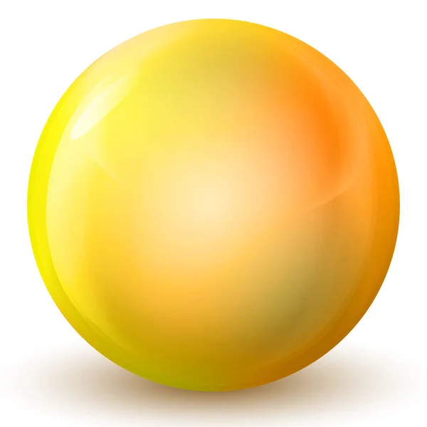 ガラスの黄金のボールや貴重な真珠 光沢のある現実的なボール 白い背景に強調された3D抽象的なベクトルイラスト 影を持つ大きな金属バブル — ストックベクタ