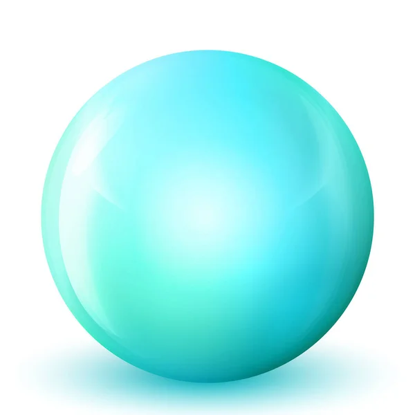 Boule Bleue Verre Perle Précieuse Boule Réaliste Brillante Illustration Vectorielle — Image vectorielle