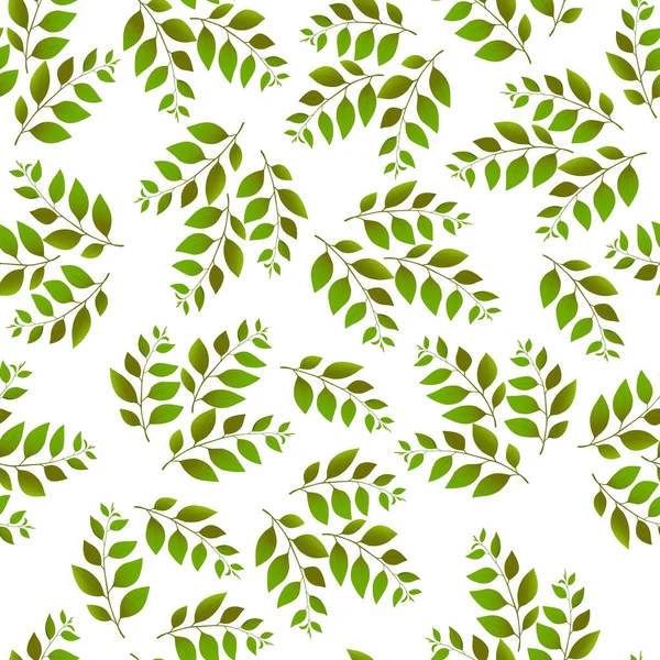 Lente Naadloze Patroon Met Groene Takjes Vector Stock Illustratie Voor — Stockvector