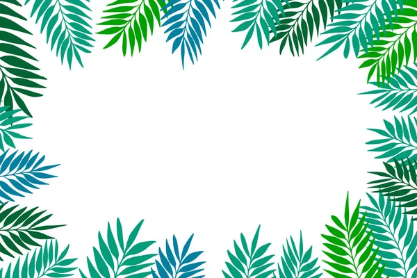 Цветочные Рамки Красочными Экзотическими Ветвями Белом Фоне Украшенная Граница Тропическими — стоковый вектор