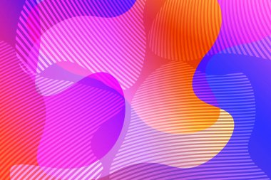 Renkli sıvı şekilli soyut arkaplan, gradyan dalgalar, geometrik çizgiler, dinamik formlar. Poster, pankart, kart için tasarım. Soyut sıvı çizimi. İnce harmanlanmış üç boyutlu kağıt resimler.