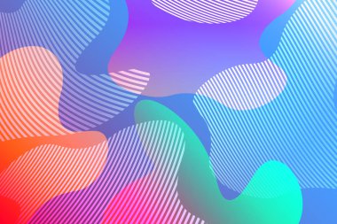 Renkli sıvı şekilli soyut arkaplan, gradyan dalgalar, geometrik çizgiler, dinamik formlar. Poster, pankart, kart için tasarım. Soyut sıvı çizimi. İnce harmanlanmış üç boyutlu kağıt resimler.